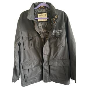 Timberland Mens Field Jacket Black Med Relaxed Fit Multi-Pocket Utility Coat